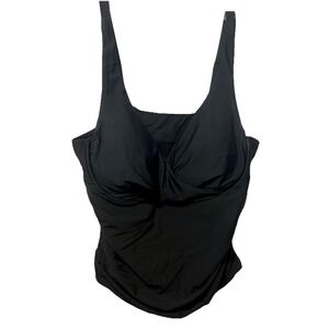 Classic Black Tankini Top Time &True 1X  16W -18W  Bathing SwimSuit Top babydoll